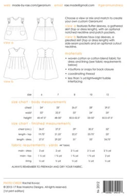 Made By Rae Geranium Dress Kids 6-12 (Intermediate) -CELOVE Clothing Shop HoekstraRae GeraniumBK BackCover 300dpi 07965.1655978488