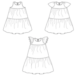 Bel' Etoile Kid's Lily Dress PDF (Beginner) -CELOVE Clothing Shop Line drawings 31531.1659107159