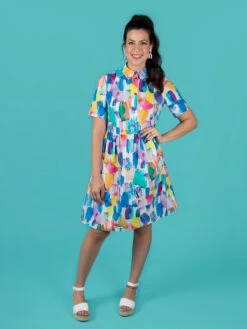 Tilly And The Buttons Lyra Dress SIZES 6-34 (Intermediate) -CELOVE Clothing Shop Lyra knee length short sleeves 02 36399.1679504155