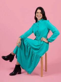 Tilly And The Buttons Lyra Dress SIZES 6-34 (Intermediate) -CELOVE Clothing Shop Lyra tiered midi long sleeves 02 05421.1679504180