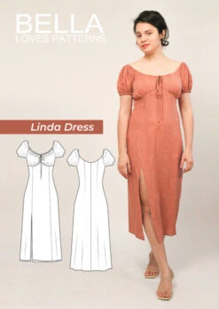 Bella Loves Linda Dress HEIGHT 5'7" PDF (Intermediate) -CELOVE Clothing Shop Pattern cover 91579.1667987845