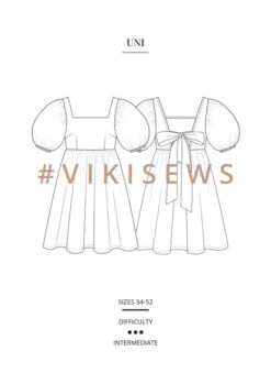 Vikisews Uni Dress PDF (Intermediate) -CELOVE Clothing Shop Uni line drawing 32927.1675250747