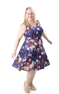 Cashmerette Upton Dress (Intermediate) -CELOVE Clothing Shop UptonDressPurpleTwirl 44845.1626440509